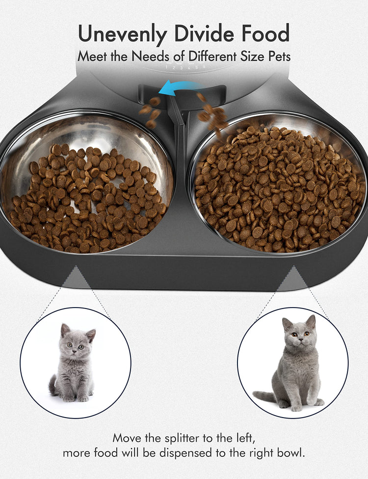 PETLIBRO Pet Food Splitter with Stainless Steel Bowls, Automatic Cat Feeder Bowls for Two Cats or Dogs, Suitable for PETLIBRO Automatic Cat Feeder PLAF005, PLAF006, PLAF103, PLAF203, White
