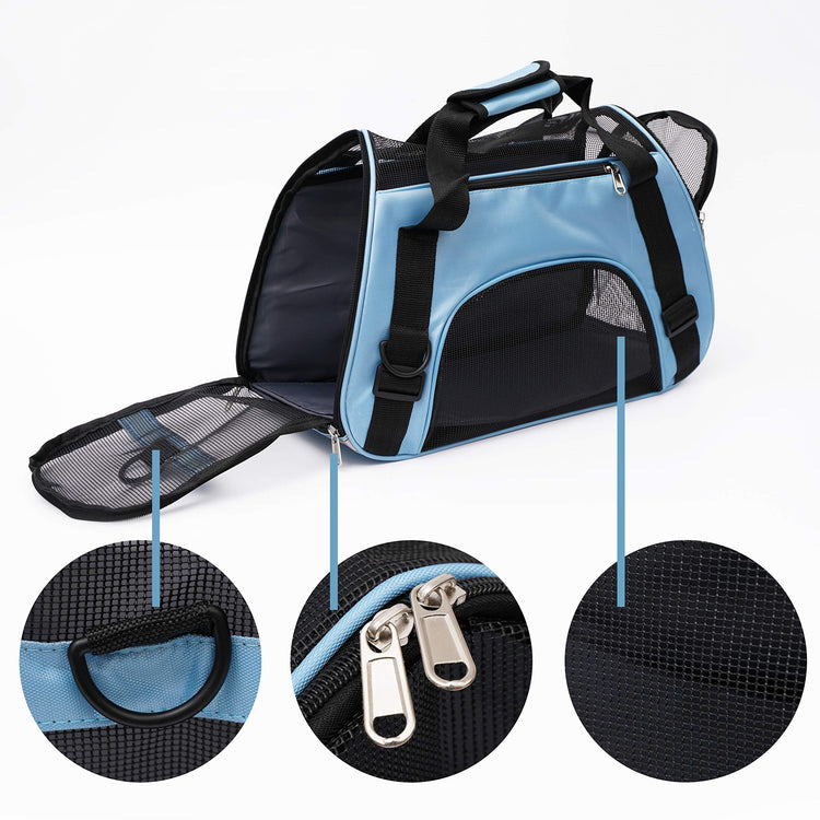 MuchL Pet Carrier Soft-Sided Carriers for Cat Carriers Dog Carrier for Small Medium Cats Dogs Puppies Pet Carrier Airline Approved Cat Dog Pet Travel Carrier (Small, Blue)