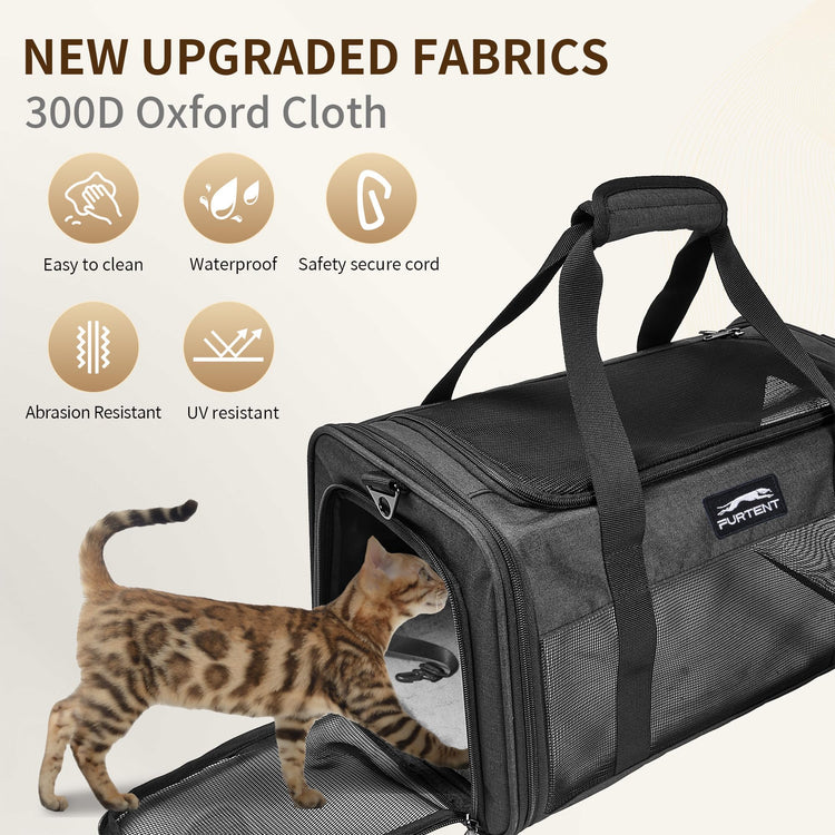 Pet Carrier Airline Approved, Soft Sided Cat Carrier for Small Pets up to 13 lbs, TSA Approved Dog Travel Bag with Foldable Bowl, Portable Soft Sided Pet Carrier for Kittens and Puppies