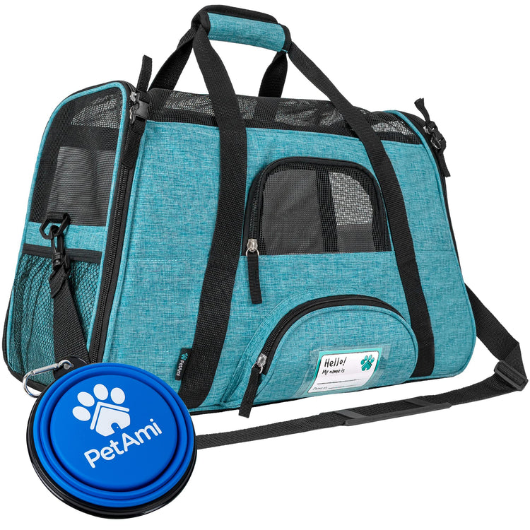 PetAmi Airline Approved Pet Carrier for Cats & Small Dogs, Soft Sided TSA Travel Carrier Bag with Sherpa Bed, Breathable Mesh Ventilation, Collapsible Bowl, Fits Under Seat, Up to 18 lbs, Small Pink