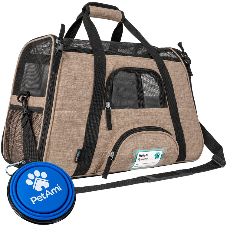 PetAmi Airline Approved Pet Carrier for Cats & Small Dogs, Soft Sided TSA Travel Carrier Bag with Sherpa Bed, Breathable Mesh Ventilation, Collapsible Bowl, Fits Under Seat, Up to 18 lbs, Small Pink