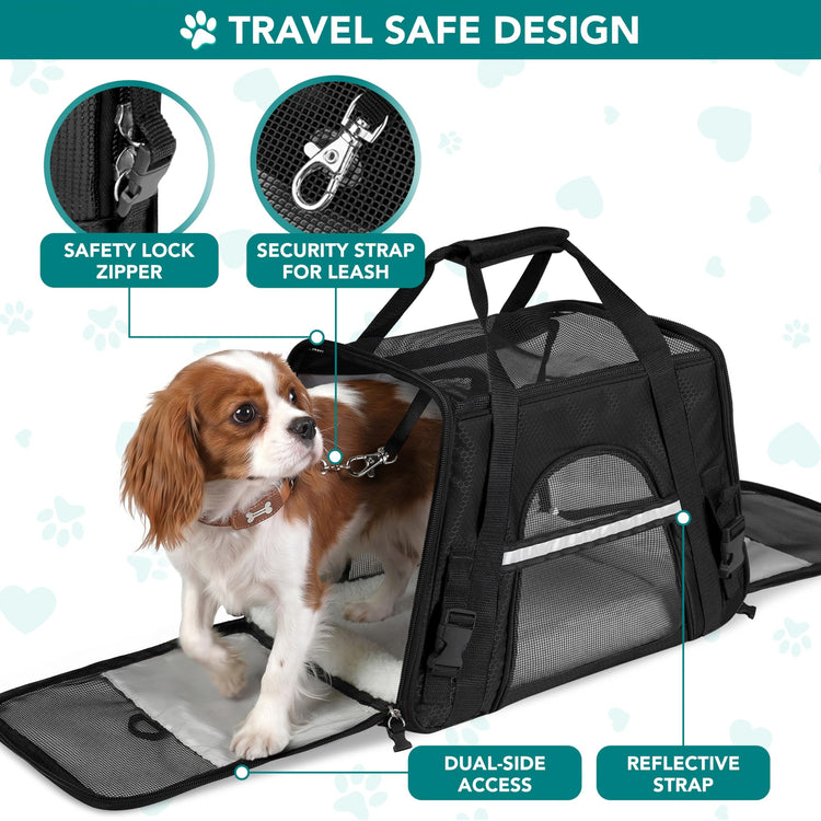 PetAmi Airline Approved Pet Carrier for Cats & Small Dogs, Soft Sided TSA Travel Carrier Bag with Sherpa Bed, Breathable Mesh Ventilation, Collapsible Bowl, Fits Under Seat, Up to 18 lbs, Small Pink