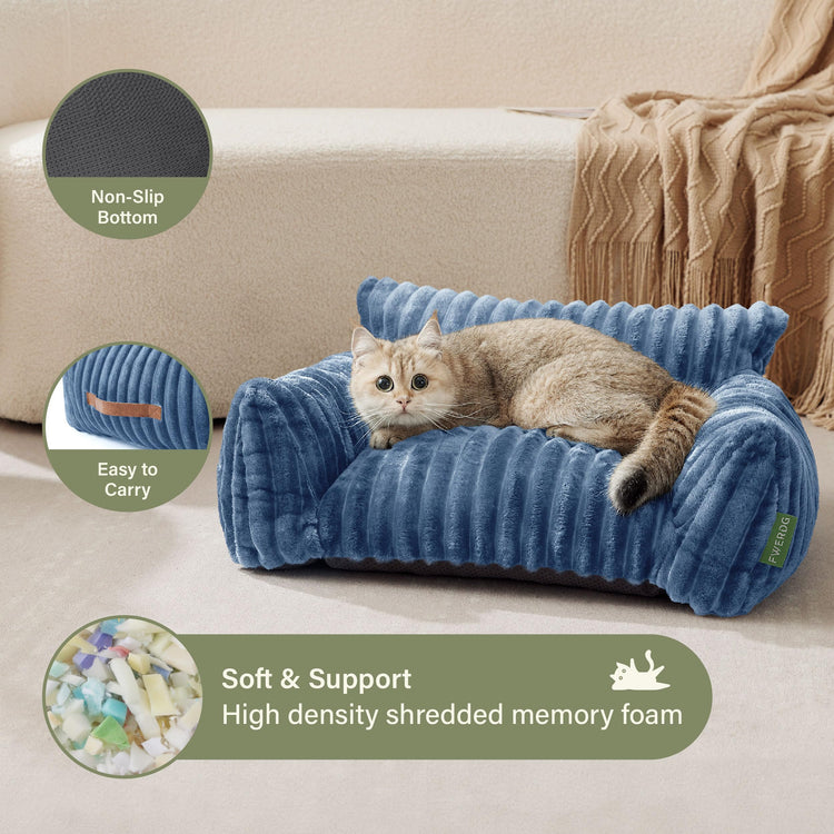 Cute Couch Bed for Pets, Supportive Cat Sofa for Indoor Cats, Small Dog Sofa Bed for Small Dogs, Grey, 24 inches