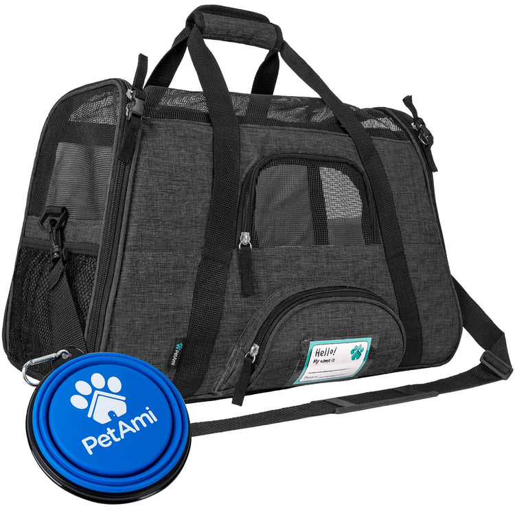 PetAmi Airline Approved Pet Carrier for Cats & Small Dogs, Soft Sided TSA Travel Carrier Bag with Sherpa Bed, Breathable Mesh Ventilation, Collapsible Bowl, Fits Under Seat, Up to 18 lbs, Small Pink