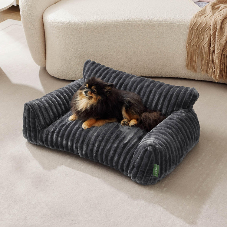 Cute Couch Bed for Pets, Supportive Cat Sofa for Indoor Cats, Small Dog Sofa Bed for Small Dogs, Grey, 24 inches