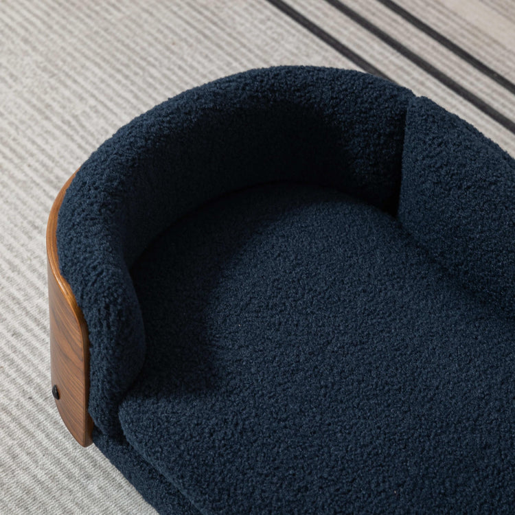 Elevated Dog Bed Pet Sofa with Solid Wood Legs and Bent Soft Backrest, Pet Cat Stool Bed with Velvet Cushion,for Small and Medium Size Dogs Kitten, Dark Gray, Small Size