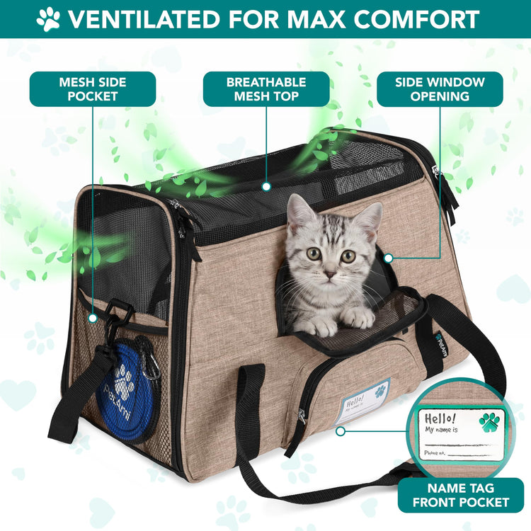 PetAmi Airline Approved Pet Carrier for Cats & Small Dogs, Soft Sided TSA Travel Carrier Bag with Sherpa Bed, Breathable Mesh Ventilation, Collapsible Bowl, Fits Under Seat, Up to 18 lbs, Small Pink