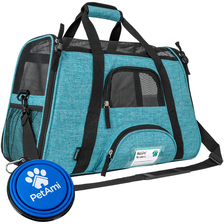 PetAmi Airline Approved Pet Carrier for Cats & Small Dogs, Soft Sided TSA Travel Carrier Bag with Sherpa Bed, Breathable Mesh Ventilation, Collapsible Bowl, Fits Under Seat, Up to 18 lbs, Small Pink