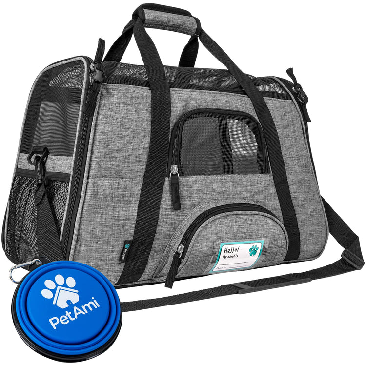 PetAmi Airline Approved Pet Carrier for Cats & Small Dogs, Soft Sided TSA Travel Carrier Bag with Sherpa Bed, Breathable Mesh Ventilation, Collapsible Bowl, Fits Under Seat, Up to 18 lbs, Small Pink