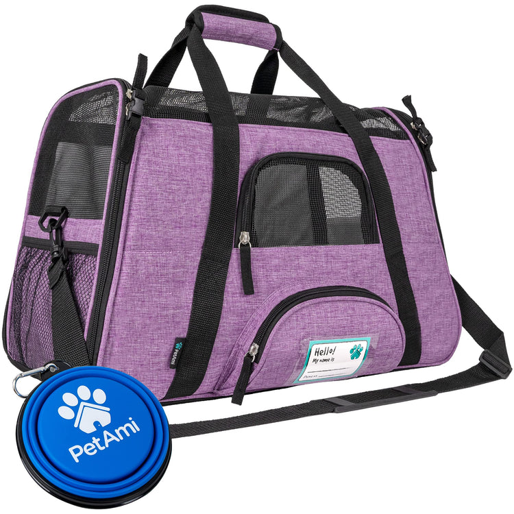 PetAmi Airline Approved Pet Carrier for Cats & Small Dogs, Soft Sided TSA Travel Carrier Bag with Sherpa Bed, Breathable Mesh Ventilation, Collapsible Bowl, Fits Under Seat, Up to 18 lbs, Small Pink