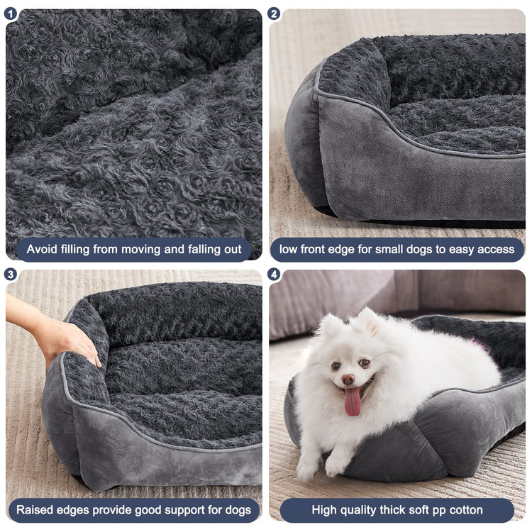 JOEJOY Rectangle Dog Bed for Large Medium Small Dogs - Washable Orthopedic Sofa Bed, Soft Breathable Puppy & Pet Cuddler, Durable Calming Dog Bed with Anti-Slip Bottom, Multiple Sizes, Beige