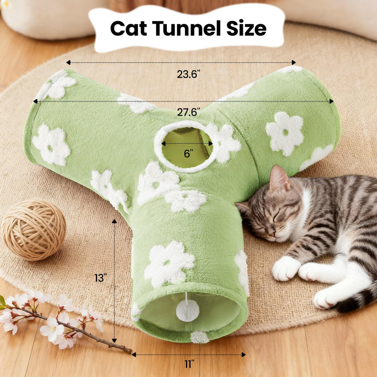 Tempcore Pet Cat Tunnel Tube Cat Toys 3 Way Collapsible, Tunnels for Indoor Cats，Kitty Bored Peek Hole Toy Ball Cat, Puppy, Kitty, Kitten, Rabbit