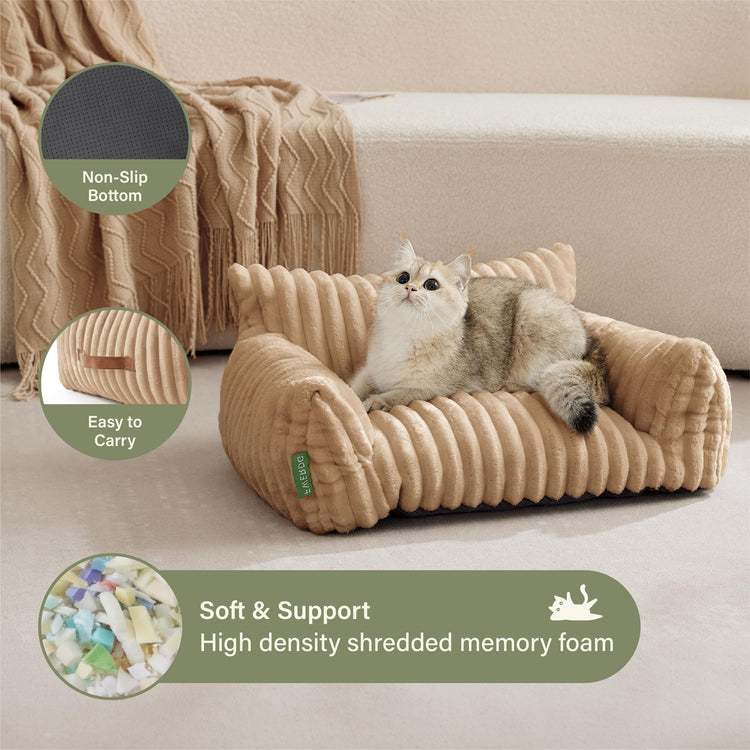 Cute Couch Bed for Pets, Supportive Cat Sofa for Indoor Cats, Small Dog Sofa Bed for Small Dogs, Grey, 24 inches