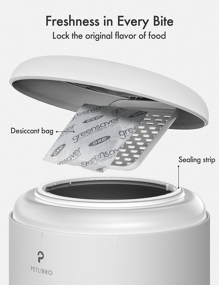 PETLIBRO Automatic Cat Feeder, Automatic Dog Food Dispenser with Freshness Preservation, 5L Timed Pet Feeders for Dry Food, Up to 6 Meals Per Day, Granary 5L Basic Button Type White