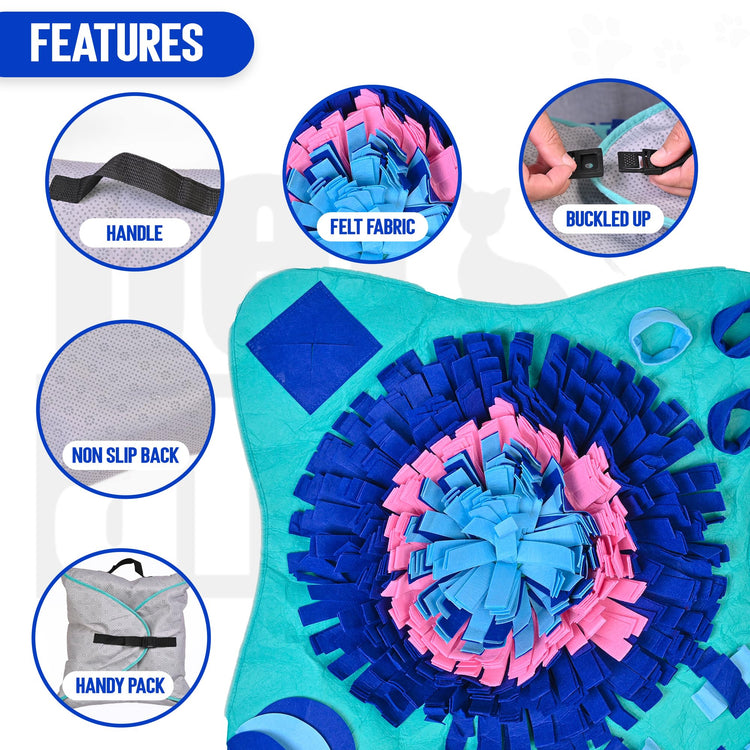 PET ARENA Snuffle Mat for Dogs - Adjustable Interactive Puzzle Toy for Large & Small Breed Slow Feeder for Mental Stimulation & Stress Relief Encourages Natural Foraging Ideal for Indoor & Outdoor Use
