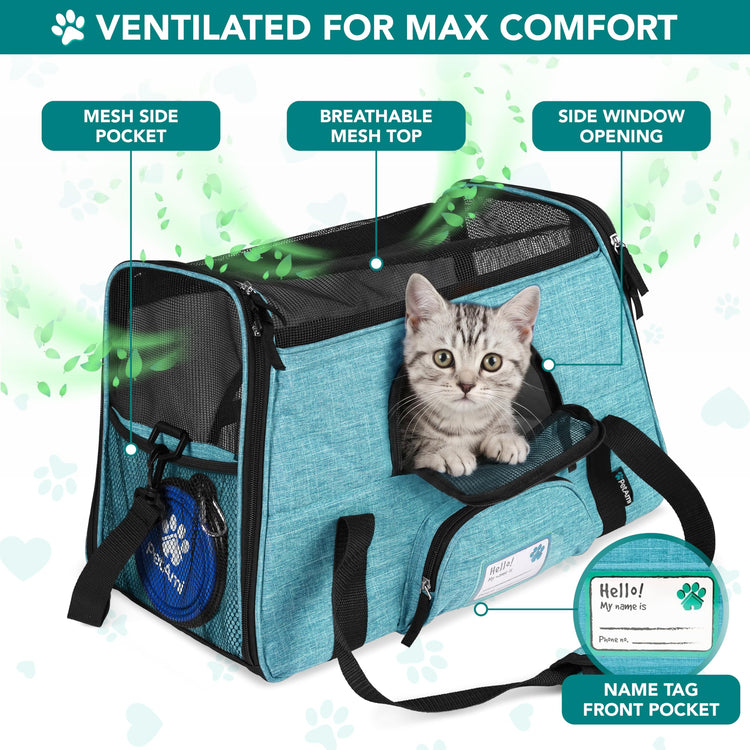 PetAmi Airline Approved Pet Carrier for Cats & Small Dogs, Soft Sided TSA Travel Carrier Bag with Sherpa Bed, Breathable Mesh Ventilation, Collapsible Bowl, Fits Under Seat, Up to 18 lbs, Small Pink