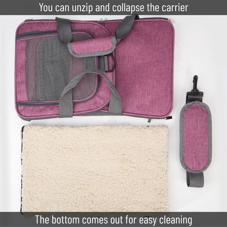 Mr. Pen- Pet Carrier, 17.5" x 11.2" x 11.5", Medium Size, Gray, Portable Travel Carrier for Small Pets, Cats & Small Dogs, Breathable Mesh, Safety Inner Leash, Side Pocket & Padded Shoulder Strap