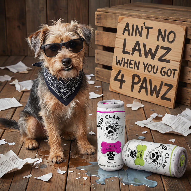 Nestpark Pup Claw Dog Toys - Funny Cute Plush Dog Toys with Squeaker and Crinkle - Parody (2 Pack) (Tropical Pack)