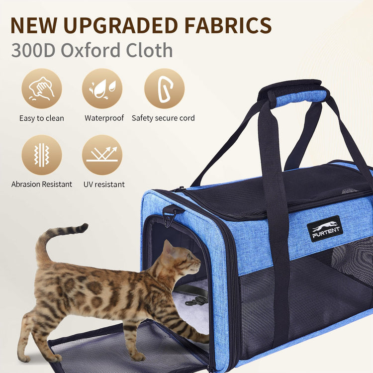 Pet Carrier Airline Approved, Soft Sided Cat Carrier for Small Pets up to 13 lbs, TSA Approved Dog Travel Bag with Foldable Bowl, Portable Soft Sided Pet Carrier for Kittens and Puppies