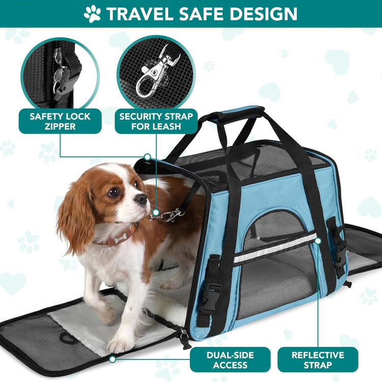 PetAmi Airline Approved Pet Carrier for Cats & Small Dogs, Soft Sided TSA Travel Carrier Bag with Sherpa Bed, Breathable Mesh Ventilation, Collapsible Bowl, Fits Under Seat, Up to 18 lbs, Small Pink