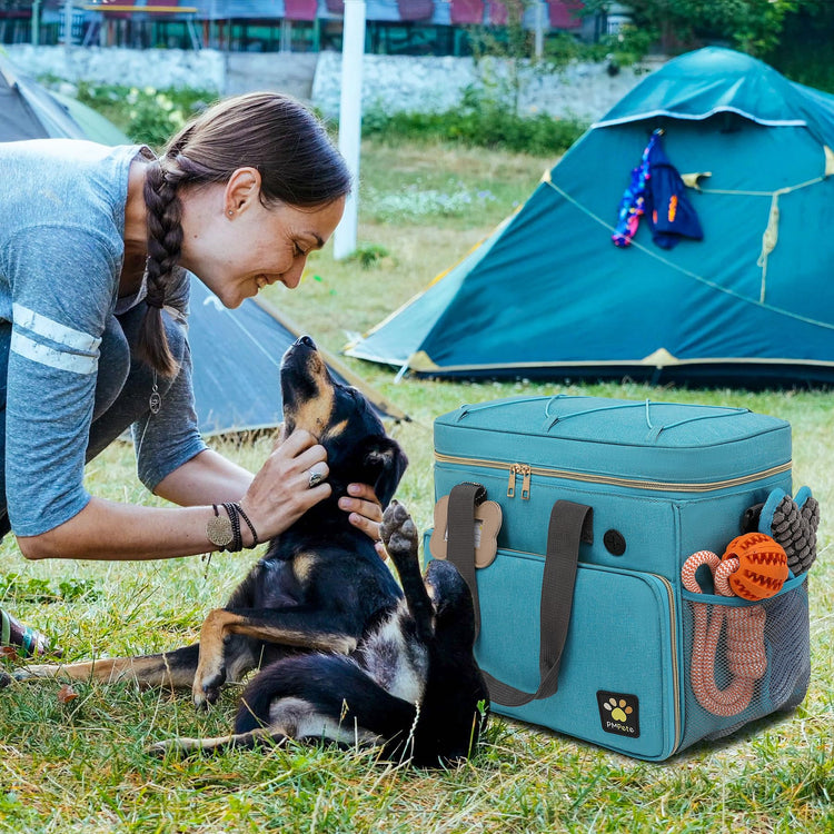 Dog Travel Bag for Traveling| Week Away/Overnight Dog Travel Accessories with Multi-Function Pockets| Travel Set for Dogs and Cats|Ideal Pet Diaper Bag and Pet Gift Kit(Grey)