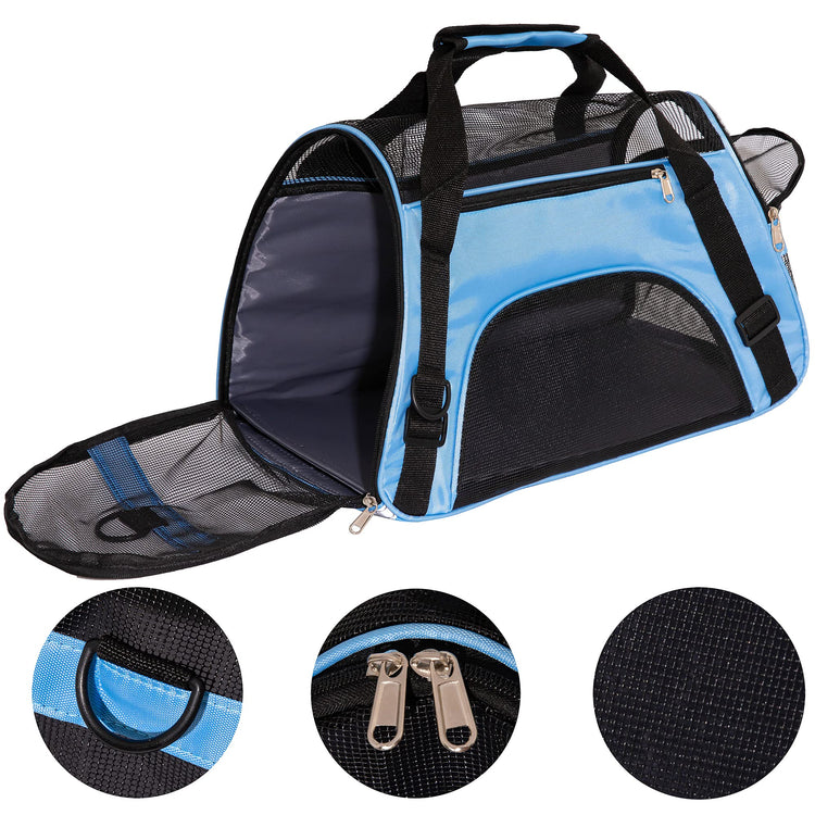 MuchL Pet Carrier Soft-Sided Carriers for Cat Carriers Dog Carrier for Small Medium Cats Dogs Puppies Pet Carrier Airline Approved Cat Dog Pet Travel Carrier (Small, Blue)