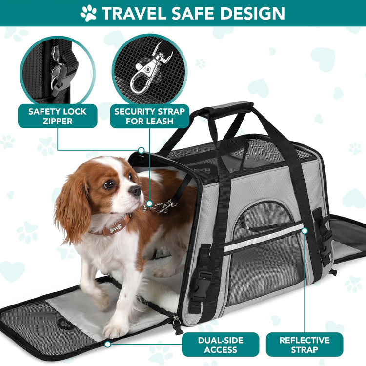 PetAmi Airline Approved Pet Carrier for Cats & Small Dogs, Soft Sided TSA Travel Carrier Bag with Sherpa Bed, Breathable Mesh Ventilation, Collapsible Bowl, Fits Under Seat, Up to 18 lbs, Small Pink