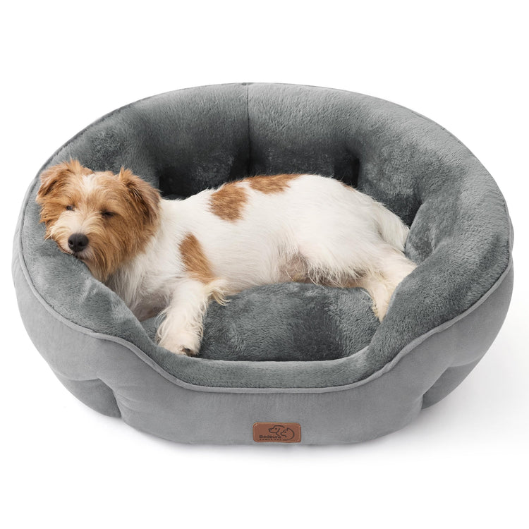 Bedsure Dog Beds for Small Dogs - Round Medium Cat Beds for Indoor Cats, Washable Pet Bed for Puppy and Kitten with Slip-Resistant Bottom, 25 Inches, Taupe