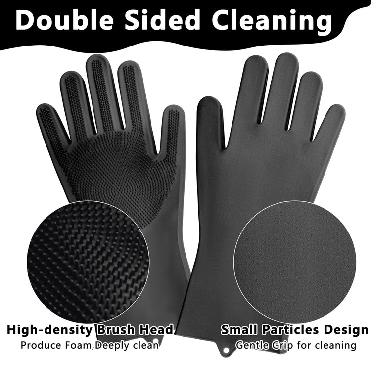 Pet Grooming Gloves—Dog Washing Gloves with High-Density Teeth, Dog Bath Scrubber with Enhanced Five Finger Design, Silicone Gloves for Dogs and Cats Bathing, Massage (Blue)