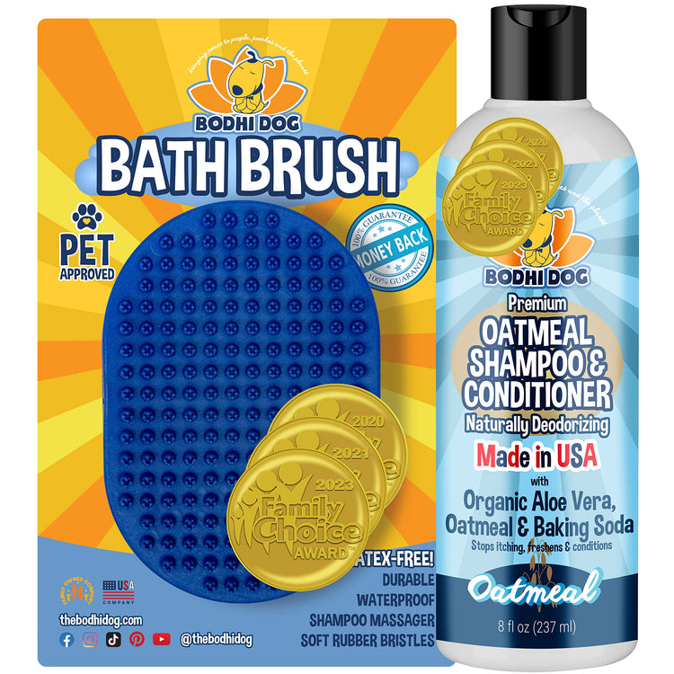 Bodhi Dog Shampoo Brush - Pet Grooming & Bath Supplies for Dogs and Cats - Bath Brush for Long & Short Hair - Premium Scrubber for Shower, Bathing & Massage (One Pack, Silver Glitter)