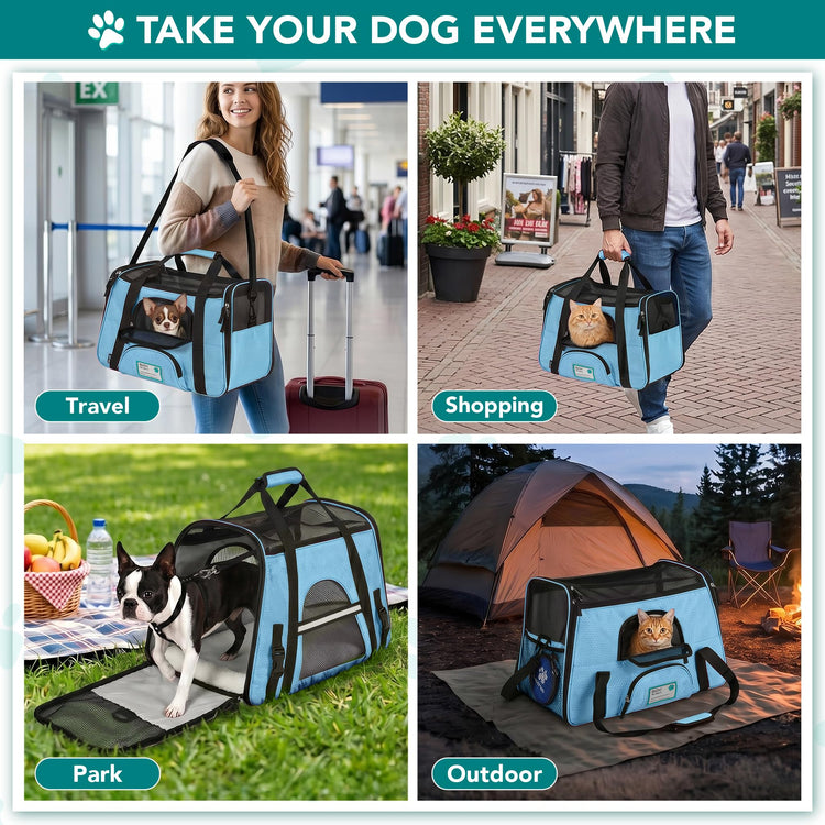 PetAmi Airline Approved Pet Carrier for Cats & Small Dogs, Soft Sided TSA Travel Carrier Bag with Sherpa Bed, Breathable Mesh Ventilation, Collapsible Bowl, Fits Under Seat, Up to 18 lbs, Small Pink