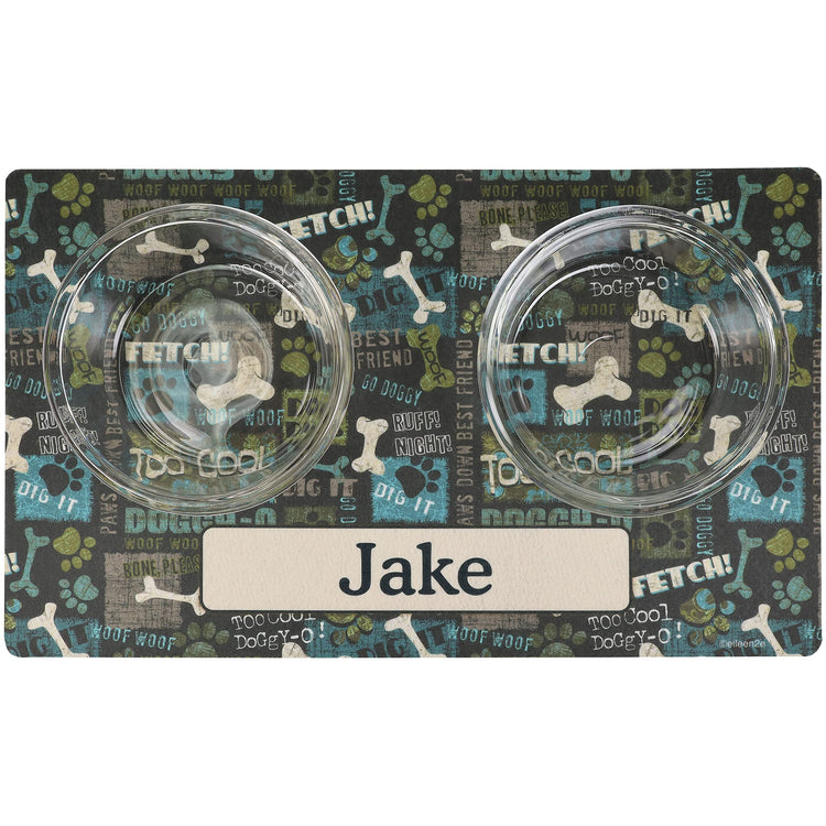 Drymate Personalized Pet Bowl Placemat, Custom Dog & Cat Food Feeding Mat - Absorbent Fabric, Waterproof Backing - Machine Washable/Durable (USA Made) (12" x 20") (Zebra Pink)