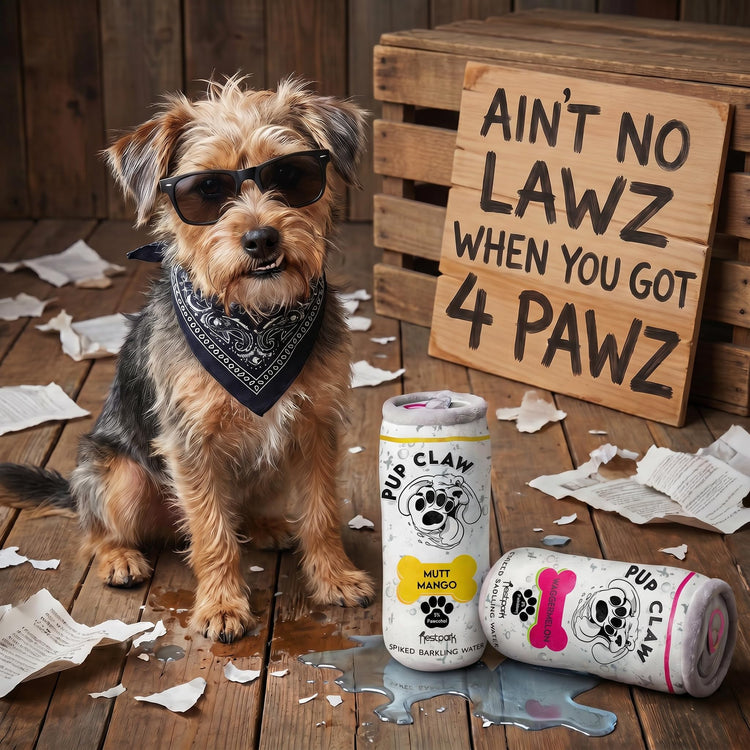 Nestpark Pup Claw Dog Toys - Funny Cute Plush Dog Toys with Squeaker and Crinkle - Parody (2 Pack) (Tropical Pack)
