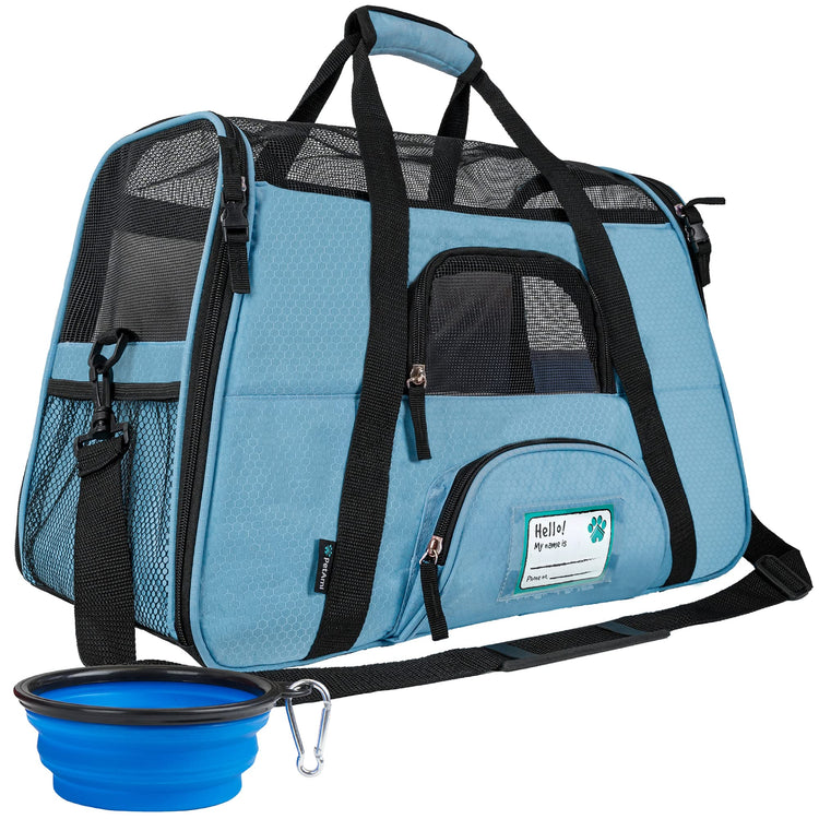 PetAmi Airline Approved Pet Carrier for Cats & Small Dogs, Soft Sided TSA Travel Carrier Bag with Sherpa Bed, Breathable Mesh Ventilation, Collapsible Bowl, Fits Under Seat, Up to 18 lbs, Small Pink