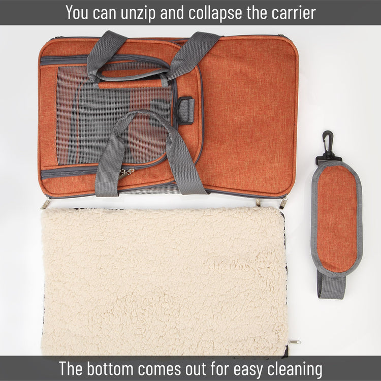 Mr. Pen- Pet Carrier, 17.5" x 11.2" x 11.5", Medium Size, Gray, Portable Travel Carrier for Small Pets, Cats & Small Dogs, Breathable Mesh, Safety Inner Leash, Side Pocket & Padded Shoulder Strap