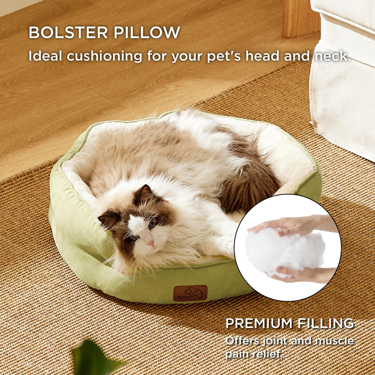 Bedsure Dog Beds for Small Dogs - Round Medium Cat Beds for Indoor Cats, Washable Pet Bed for Puppy and Kitten with Slip-Resistant Bottom, 25 Inches, Taupe
